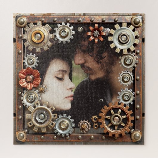 Personalized Steampunk Romantic Photo ジグソーパズル (縦)