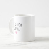 Personalized Stoneware Mug for Mimi, custom name  コーヒーマグカップ (正面左)