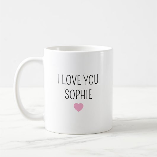 Personalized Stoneware Mug for Mimi, custom name  コーヒーマグカップ (左)