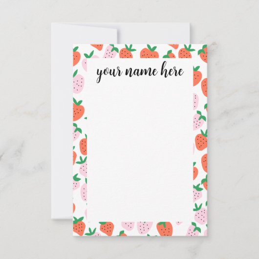 Personalized Strawberries Notecards サンキューカード (正面)