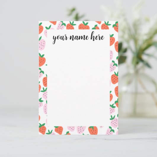 Personalized Strawberries Notecards サンキューカード (スタンド正面)