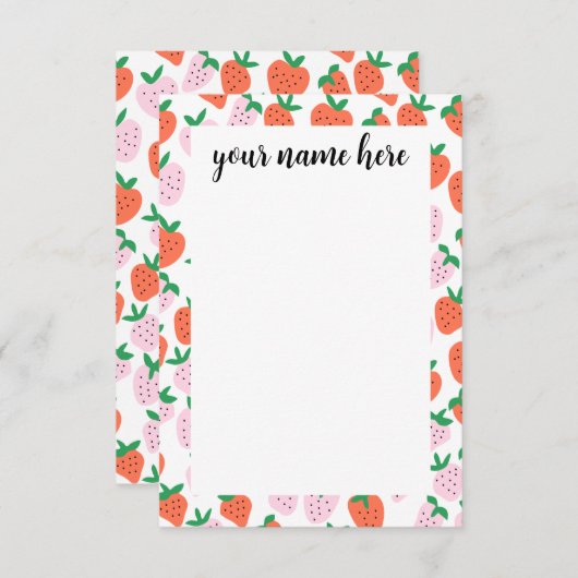 Personalized Strawberries Notecards サンキューカード (正面/裏面)