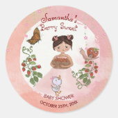 Personalized Strawberry Baby Shower Favor Stickers ラウンドシール (正面)