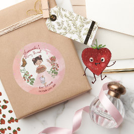 Personalized Strawberry Baby Shower Favor Stickers ラウンドシール