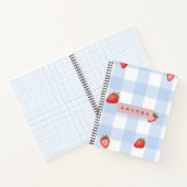 Personalized Strawberry & Blue Gingham Pattern ノートブック (内部)