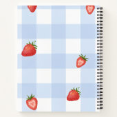 Personalized Strawberry & Blue Gingham Pattern ノートブック (裏面)