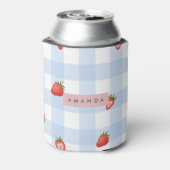 Personalized Strawberry & Blue Gingham Pattern 缶クーラー (缶裏面)