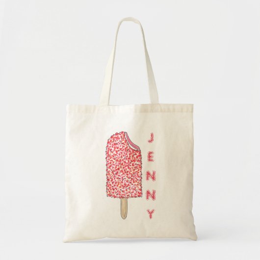 Personalized Strawberry Eclair Popsicle Name Tote トートバッグ (正面)