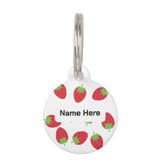 Personalized Strawberry Pet ID Tag ペット　ネームタグ