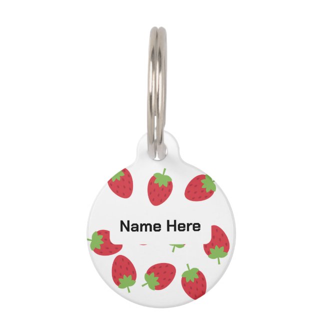 Personalized Strawberry Pet ID Tag ペット　ネームタグ (正面)