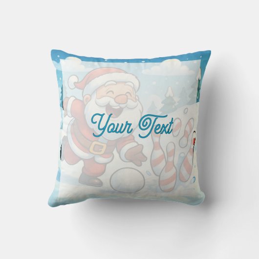 Personalized Striking Santa Bowling  クッション (裏面)