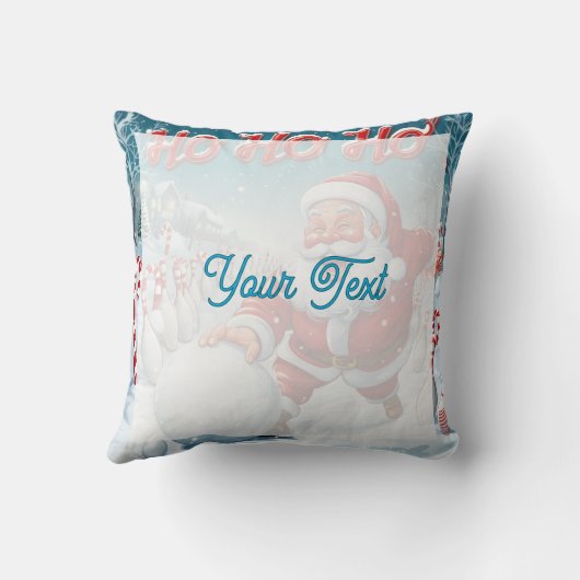 Personalized Striking Santa Bowling  クッション (裏面)