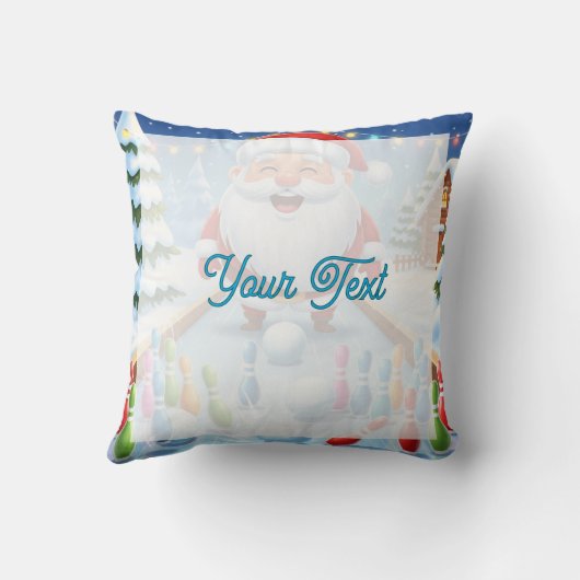 Personalized Striking Santa Bowling  クッション (裏面)