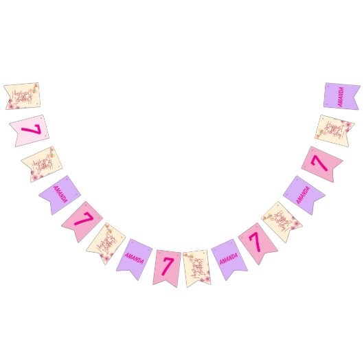 Personalized stripe and spot birthday bunting  バンティングフラッグ (全)