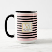 Personalized Stripe Name Mug Pink ツートーンマグカップ (左)