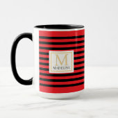 Personalized Stripe Name Mug Red Black White マグカップ (左)