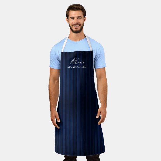 Personalized Striped Apron | Custom Unisex Work エプロン (着用した状態)