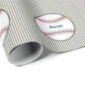 Personalized Striped Baseball Wrapping Paper ラッピングペーパー (ロールコーナー)