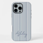 Personalized Striped Blue Tones Minimalist Chic iPhoneケース (裏面)