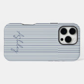 Personalized Striped Blue Tones Minimalist Chic iPhoneケース (裏面横)