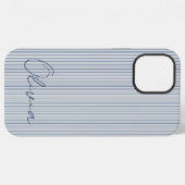 Personalized Striped Blue Tones Minimalist Chic iPhoneケース (裏面横)