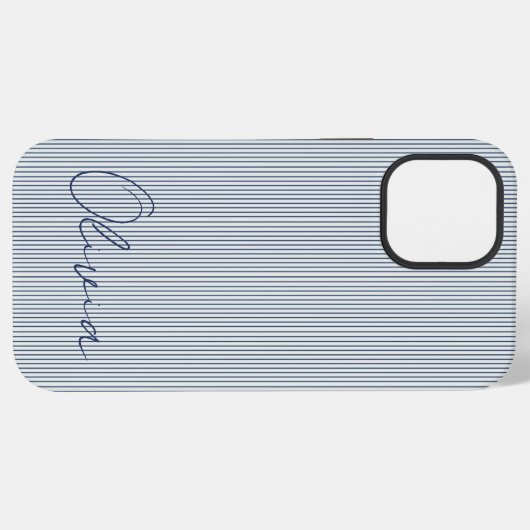 Personalized Striped Blue Tones Minimalist Chic iPhoneケース (裏面横)