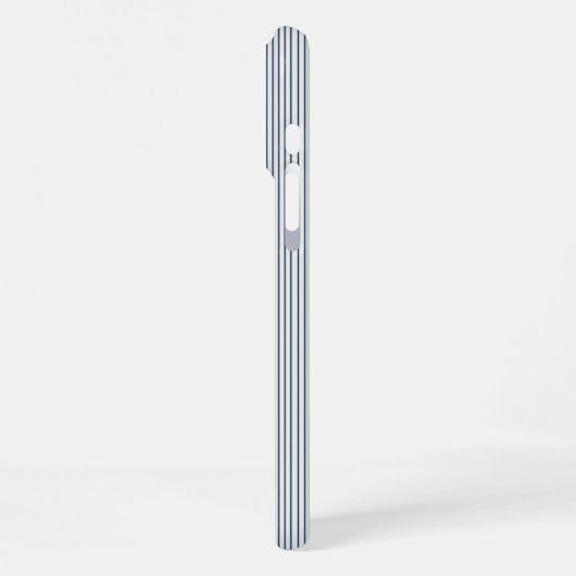 Personalized Striped Blue Tones Minimalist Chic iPhoneケース (左側面)