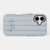Personalized Striped Blue Tones Minimalist Chic iPhone 16ケース (裏面横)
