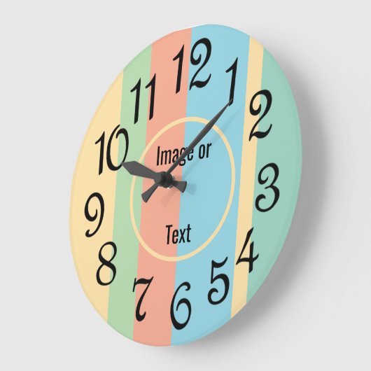 Personalized Striped Clock ラージ壁時計 (傾斜)