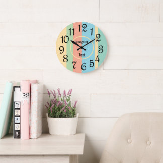 Personalized Striped Clock ラージ壁時計