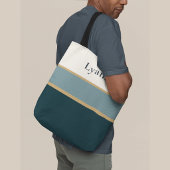 Personalized Striped Name Tote – Minimal Luxury トートバッグ