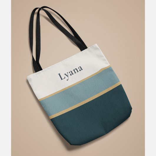 Personalized Striped Name Tote – Minimal Luxury トートバッグ