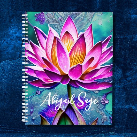 Personalized Stunning Pink Lotus Flower Portrait プランナー手帳