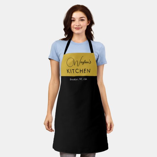 Personalized Stylish Custom Text Apron Kitchen Use エプロン (着用した状態)