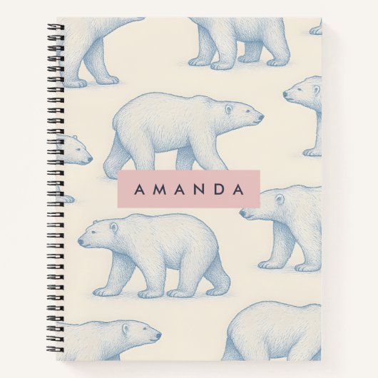 Personalized Stylish Fun Polar Bear Pattern ノートブック (正面)