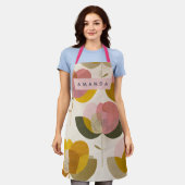 Personalized Stylish Mid Century Floral Art  エプロン (着用した状態)