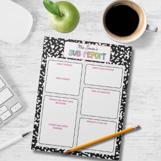 Personalized Substitute Teacher Report Note ノートパッド