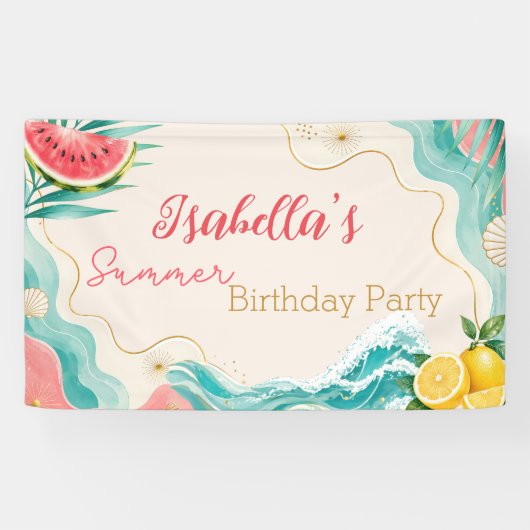 Personalized Summer Birthday Party Banner 横断幕 (横)