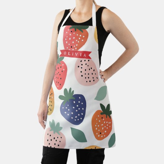 Personalized Summer Colorful Strawberry Pattern エプロン (インサイチュ)