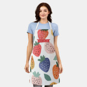 Personalized Summer Colorful Strawberry Pattern エプロン (着用した状態)