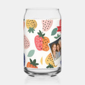 Personalized Summer Colorful Strawberry Pattern ガラス缶 (右)