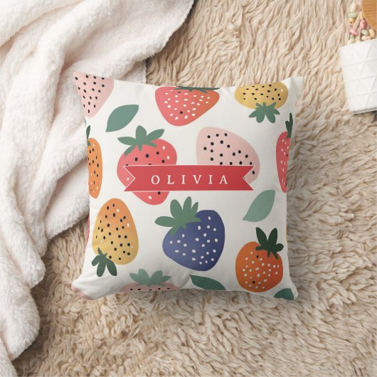 Personalized Summer Colorful Strawberry Pattern クッション (ブランケット)