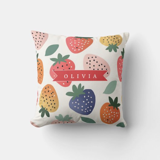 Personalized Summer Colorful Strawberry Pattern クッション (正面)
