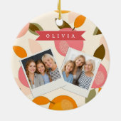 Personalized Summer Colorful Strawberry Pattern セラミックオーナメント (裏面)