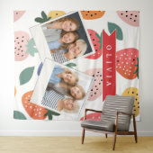 Personalized Summer Colorful Strawberry Pattern タペストリー (インサイチュ(横))