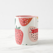 Personalized Summer Colorful Strawberry Pattern ツートーンマグカップ (中央)