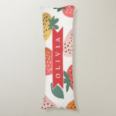 Personalized Summer Colorful Strawberry Pattern ボディピロー (正面縦)