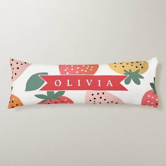 Personalized Summer Colorful Strawberry Pattern ボディピロー (正面)