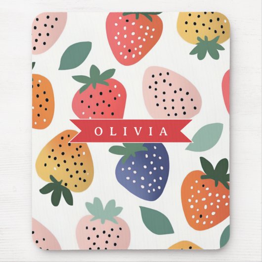 Personalized Summer Colorful Strawberry Pattern マウスパッド (正面)