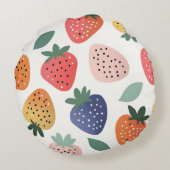 Personalized Summer Colorful Strawberry Pattern ラウンドクッション (裏面)